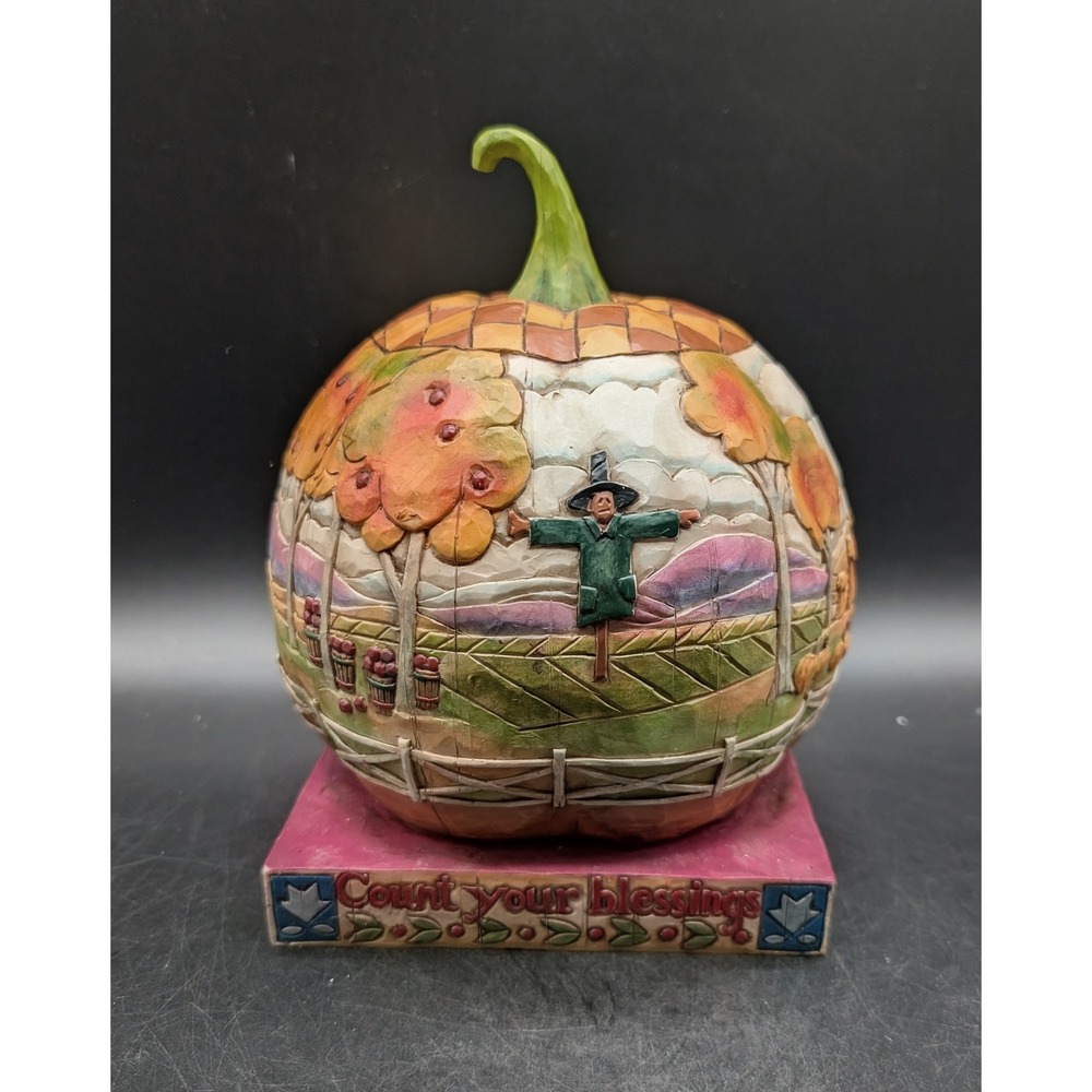 Jim Shore Heartwood Creek Count Your Blessings Pumpkin Figurine 118757 2004